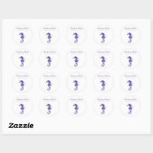 Seahorse navy blue, roze bruiloft Save the Date Ronde Sticker (Vel)