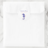 Seahorse navy blue, roze bruiloft Save the Date Ronde Sticker (Tas)