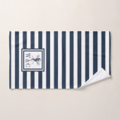 Seahorse Navy Blue Stripe Nautical Monogram Bad Handdoek (Handdoek)