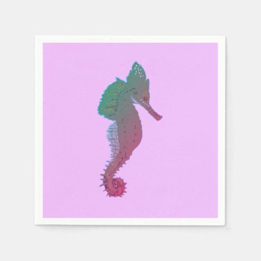 Seahorse, Ocean Life, Vector Art Cocktail Napkin Servet (Voorkant)