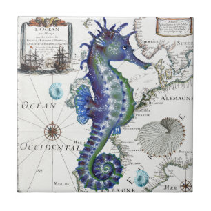 Seahorse Old Map Tegeltje