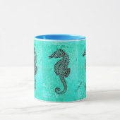 Seahorse on Aqua Splash Turquoise Marble Pattern Mok (Midden)