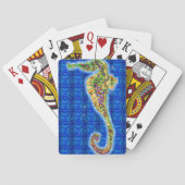 Seahorse on Blue Pattern Speelkaarten (Achterkant)