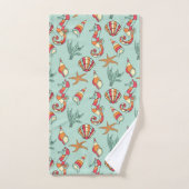 Seahorse on Mint Green Background Bad Handdoek (Handdoek)