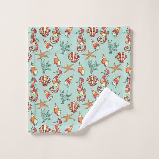Seahorse on Mint Green Background Bad Handdoek (Wasdoekje)
