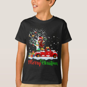 Seahorse on Red Truck Kerstmis Pajama Funny Xmas T-shirt