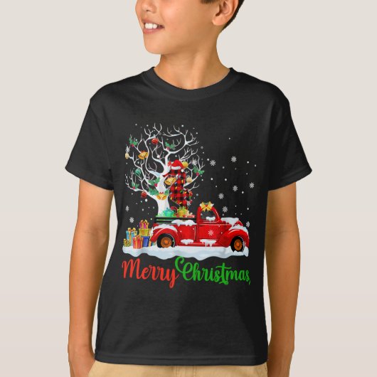 Seahorse on Red Truck Kerstmis Pajama Funny Xmas T-shirt (Voorkant)