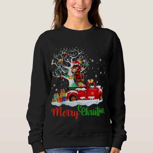 Seahorse on Red Truck Kerstmis Pajama Funny Xmas Trui (Voorkant)