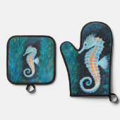 Seahorse oven mitt and potholder set (Voorkant)