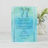 Seahorse Paar Waterverf Strand Bruiloft Uitnodigen Kaart (Staand voorkant)