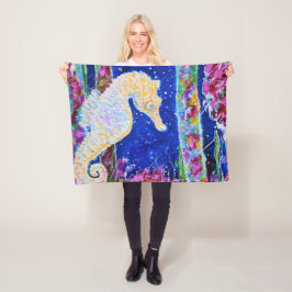 Seahorse Painting Fleece Deken