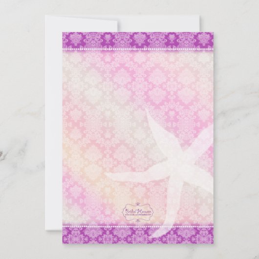 Seahorse Pair Paarse Tropical Beach Weddenschap Kaart (Achterkant)