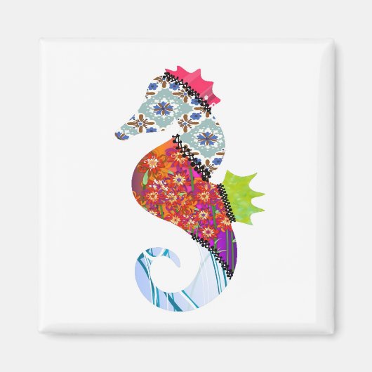Seahorse Patchwork Pet Magnet (Voorkant)