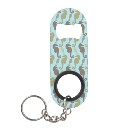 Seahorse Pattern Aqua Blue Sleutelhanger Flessenopener (Voorkant)