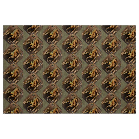 Seahorse Pattern in Copper kleuren Stof (Fat Quarter)