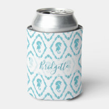 Seahorse Pattern Personalized Blue and White