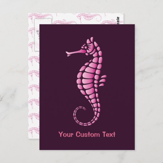 Seahorse Pink Briefkaart (Voorkant / Achterkant)