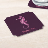 Seahorse Pink Kartonnen Onderzetters (Gekanteld)