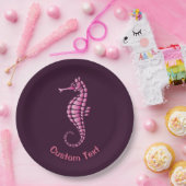 Seahorse Pink Papieren Bordje (Feest)