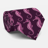 Seahorse Pink Patroon Stropdas (Opgerold)