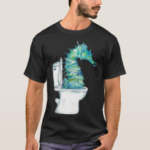 Seahorse poetsen tanden bad waterverf t-shirt