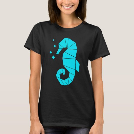Seahorse Polygon Aquatic Zee Animal Fish Hippocamp T-shirt (Voorkant)