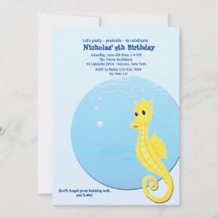 Seahorse Pool Birthday Party Invitation Kaart