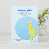 Seahorse Pool Birthday Party Invitation Kaart (Staand voorkant)