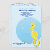 Seahorse Pool Birthday Party Invitation Kaart (Voorkant / Achterkant)