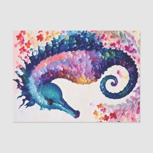 Seahorse Rainbow Floral Art Tissuepapier (Voorkant)