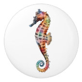 Seahorse Rainbow Keramische Knop (Voorkant)