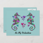 Seahorse Rainbow Valentijnse Briefkaarten (Voorkant / Achterkant)