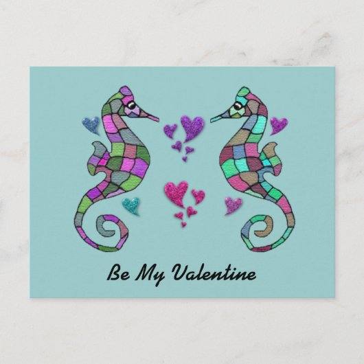 Seahorse Rainbow Valentijnse Briefkaarten (Voorkant)