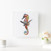 Seahorse Rainbow Vierkante Klok (Huis)