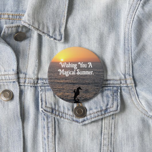 Seahorse Rider Button Pin (In situ)