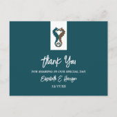 Seahorse Romance, Beach Wedding Bedankt Briefkaart (Voorkant)