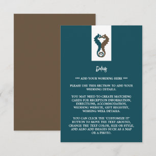 Seahorse Romance, Beach Wedding Detail Informatiekaartje