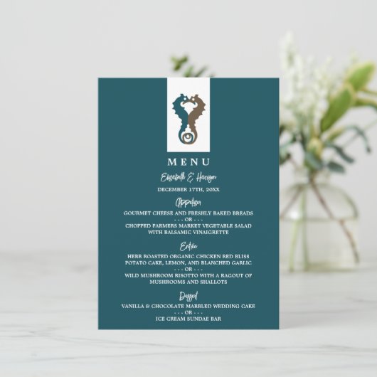 Seahorse Romance, Beach Wedding Menu (Staand voorkant)