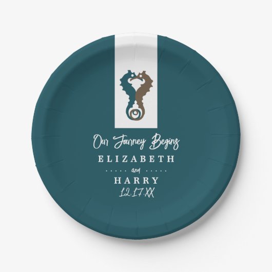 Seahorse Romance, Beach Wedding Papieren Bordje (Voorkant)