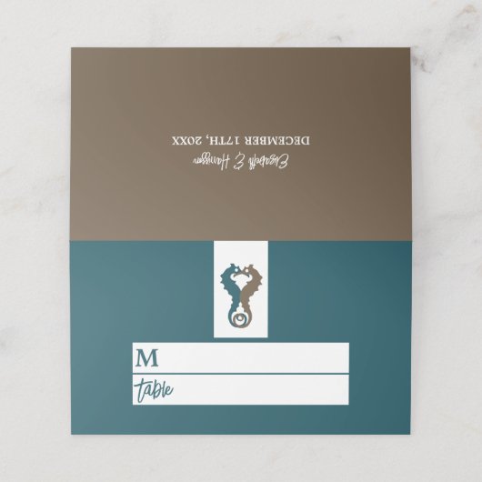 Seahorse Romance, Beach Wedding Plaatskaartje (Buitenkant ongevouwen)