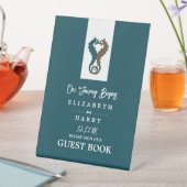 Seahorse Romance, Beach Wedding Reclamebord Met Voetstuk (Insitu)