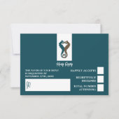 Seahorse Romance, Beach Wedding RSVP Kaartje (Voorkant)