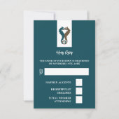 Seahorse Romance, Beach Wedding RSVP Kaartje (Voorkant)