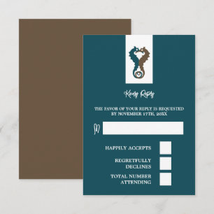 Seahorse Romance, Beach Wedding RSVP Kaartje