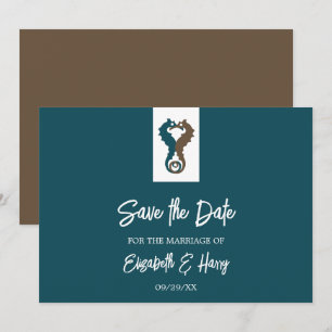Seahorse Romance, Beach Wedding Save The Date