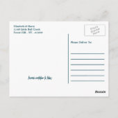 Seahorse Romance, Beach Wedding Save the Date Briefkaart (Achterkant)