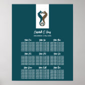 Seahorse Romance, Beach Wedding Seating Chart Poster (Voorkant)