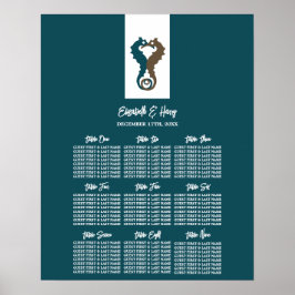 Seahorse Romance, Beach Wedding Seating Chart Poster