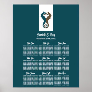 Seahorse Romance, Beach Wedding Seating Chart Poster