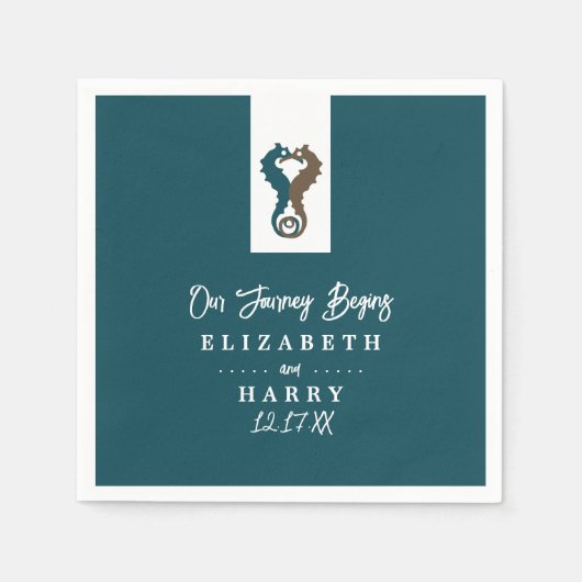 Seahorse Romance, Beach Wedding Servet (Voorkant)
